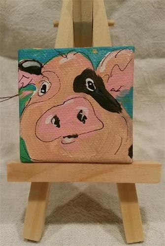 "Itty Bitty Pig" original fine art by Terri Einer "Itty Bitty Pig" original fine art by Terri Einer