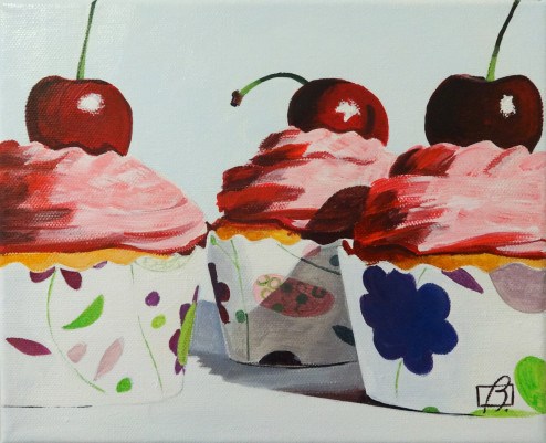 "Vanilla & Cherry Cupcakes" original fine art by Andre Beaulieu "Vanilla & Cherry Cupcakes" original fine art by Andre Beaulieu
