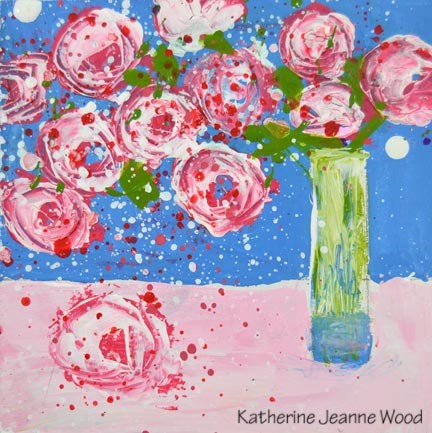"Pink cottage chic roses painting No 126" original fine art by Katie Jeanne Wood "Pink cottage chic roses painting No 126" original fine art by Katie Jeanne Wood