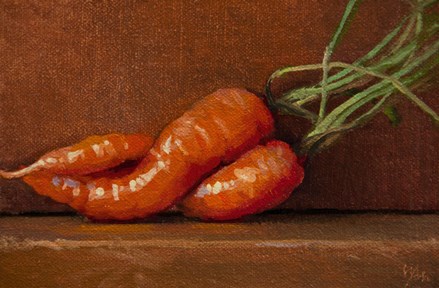 "Still Life with Two Carrots (The Kiss)" original fine art by Abbey Ryan "Still Life with Two Carrots (The Kiss)" original fine art by Abbey Ryan