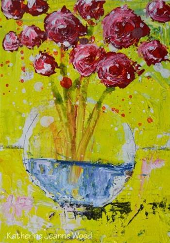 "Yellow and red roses painting No 141" original fine art by Katie Jeanne Wood "Yellow and red roses painting No 141" original fine art by Katie Jeanne Wood