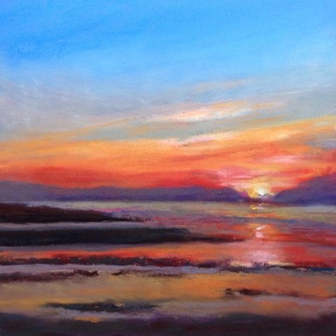 "Lakeside Sunset" original fine art by Cindy Gillett "Lakeside Sunset" original fine art by Cindy Gillett
