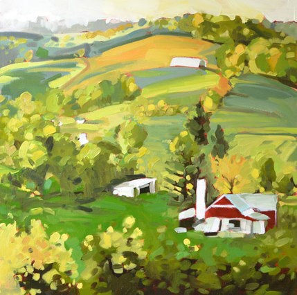 "Farmfield Square" original fine art by Jessica Green "Farmfield Square" original fine art by Jessica Green