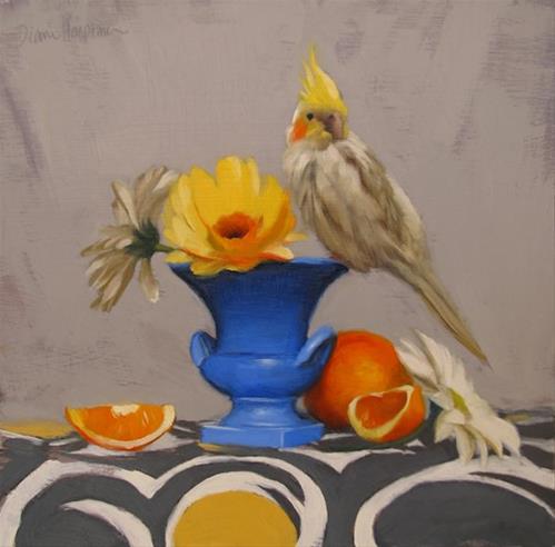 "Parrot and Daisies" original fine art by Diane Hoeptner "Parrot and Daisies" original fine art by Diane Hoeptner