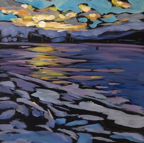"Sunset Over the Bay, Duluth" original fine art by Kat Corrigan "Sunset Over the Bay, Duluth" original fine art by Kat Corrigan