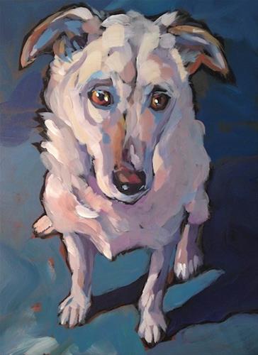 "Did You Say STAY?" original fine art by Kat Corrigan "Did You Say STAY?" original fine art by Kat Corrigan