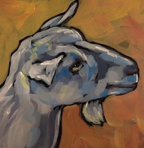 "White Goat Profile" original fine art by Kat Corrigan "White Goat Profile" original fine art by Kat Corrigan
