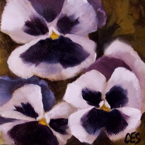 "White and Purple Pansies" original fine art by ~ces~ Christine E. S. Code "White and Purple Pansies" original fine art by ~ces~ Christine E. S. Code