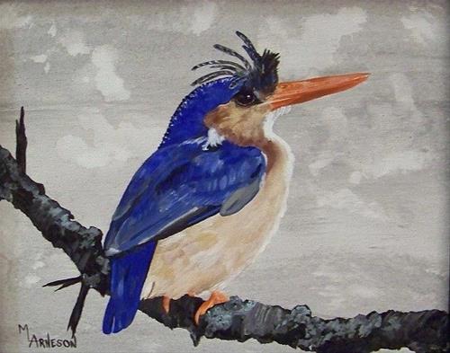 "Wildlife Bird Art Painting Kingfisher by Mary Arneson Art-Works of Whimsy" original fine art by Mary Arneson "Wildlife Bird Art Painting Kingfisher by Mary Arneson Art-Works of Whimsy" original fine art by Mary Arneson