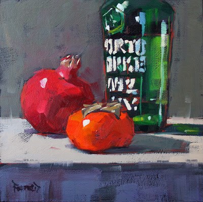 "Pom, Port, Persimmon" original fine art by Cathleen Rehfeld "Pom, Port, Persimmon" original fine art by Cathleen Rehfeld