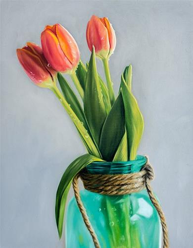 "Jar of Tulips" original fine art by Lauren Pretorius "Jar of Tulips" original fine art by Lauren Pretorius
