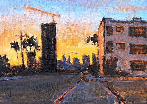 "Downtown Sunset, San Diego" original fine art by Kevin Inman "Downtown Sunset, San Diego" original fine art by Kevin Inman