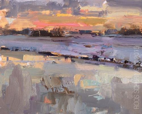 "Morning Sunrise over Snow and Ice" original fine art by Roos Schuring "Morning Sunrise over Snow and Ice" original fine art by Roos Schuring