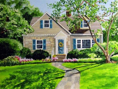 "Pink Flowers in Front" original fine art by Nan Johnson "Pink Flowers in Front" original fine art by Nan Johnson