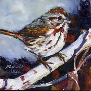 "Song Sparrow" original fine art by Mariko Irie "Song Sparrow" original fine art by Mariko Irie
