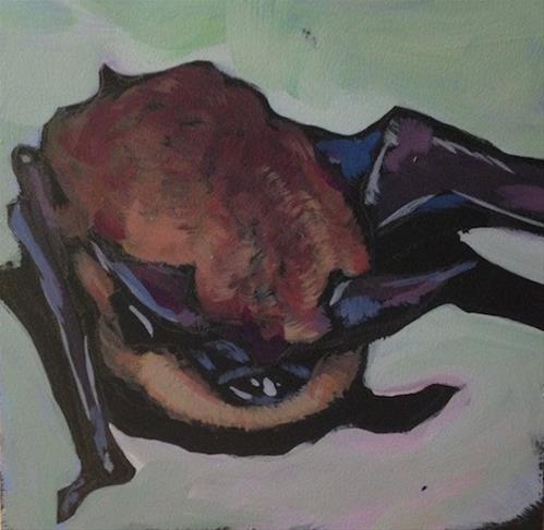 "Cute Little Brown Bat" original fine art by Kat Corrigan "Cute Little Brown Bat" original fine art by Kat Corrigan