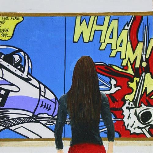 "Whaam!- Woman Enjoying Painting By Roy Lichtenstein" original fine art by Gerard Boersma "Whaam!- Woman Enjoying Painting By Roy Lichtenstein" original fine art by Gerard Boersma