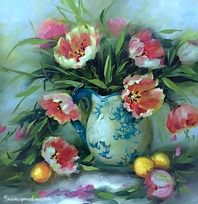 "The Perfect Man - Circle of Friends Tulips - Flower Paintings Workshops and Classes by Nancy Medina" original fine art by Nancy Medina "The Perfect Man - Circle of Friends Tulips - Flower Paintings Workshops and Classes by Nancy Medina" original fine art by Nancy Medina