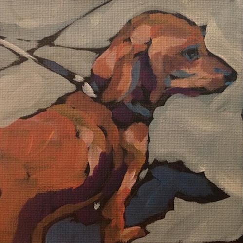 "Doxie Shadow" original fine art by Kat Corrigan "Doxie Shadow" original fine art by Kat Corrigan