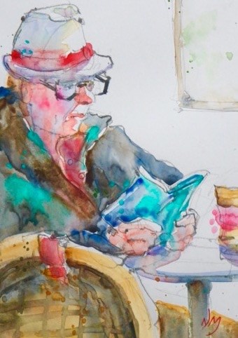 "page turner" original fine art by Nora MacPhail "page turner" original fine art by Nora MacPhail