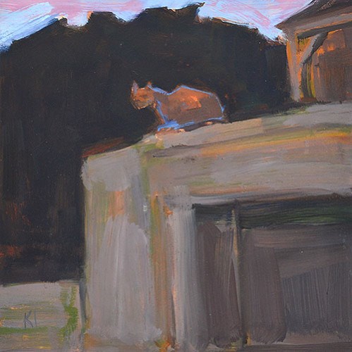 "Cat on a Garage" original fine art by Kevin Inman "Cat on a Garage" original fine art by Kevin Inman