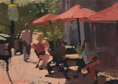 "No. 15, outside the ice cream shop" original fine art by Aimee Erickson "No. 15, outside the ice cream shop" original fine art by Aimee Erickson