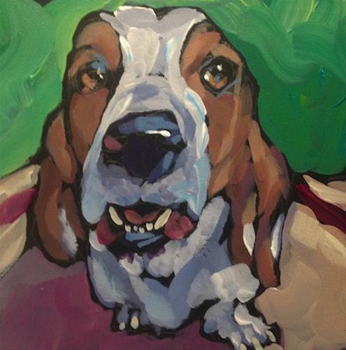 "Powderhorn Basset" original fine art by Kat Corrigan "Powderhorn Basset" original fine art by Kat Corrigan