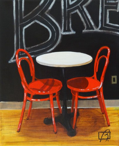 "Cafe Chairs" original fine art by Andre Beaulieu "Cafe Chairs" original fine art by Andre Beaulieu