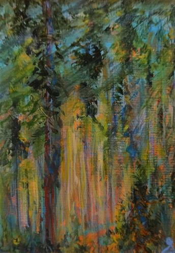 "3094 - Matted - DEEP IN THE FOREST - ACEO Series" original fine art by Sea Dean "3094 - Matted - DEEP IN THE FOREST - ACEO Series" original fine art by Sea Dean