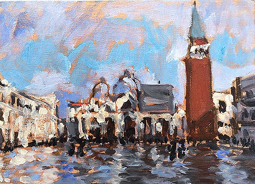 "Acqua Alta, Piazza San Marco" original fine art by Kevin Inman "Acqua Alta, Piazza San Marco" original fine art by Kevin Inman