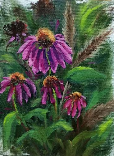 "Shaw coneflowers 2-en plein air" original fine art by Veronica Brown "Shaw coneflowers 2-en plein air" original fine art by Veronica Brown