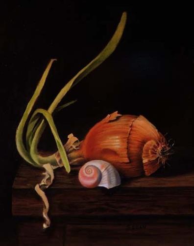 "Moon Shell with Onion" original fine art by Sharon Egan "Moon Shell with Onion" original fine art by Sharon Egan