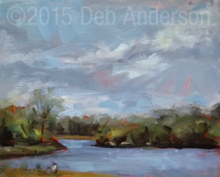 "Plein air oil painting: Beck Lake, Rain or Shine" original fine art by Deb Anderson "Plein air oil painting: Beck Lake, Rain or Shine" original fine art by Deb Anderson