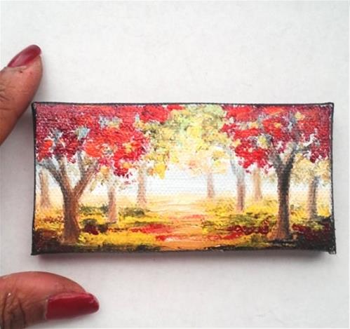 "Fall Red Trees" original fine art by Camille Morgan "Fall Red Trees" original fine art by Camille Morgan