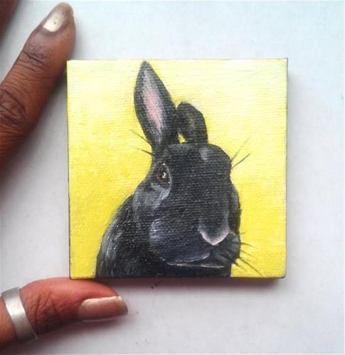 "Grumpy Black Bunny " original fine art by Camille Morgan "Grumpy Black Bunny " original fine art by Camille Morgan