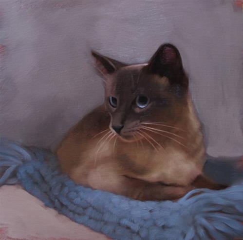 "Jack the farm cat who never learned to mouse." original fine art by Diane Hoeptner "Jack the farm cat who never learned to mouse." original fine art by Diane Hoeptner