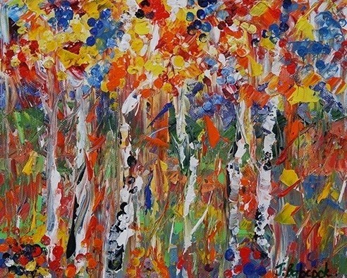"Original Palette Knife Impressionism Colorado Landscape Aspen Tree Painting Afternoon Color by Col" original fine art by Judith Babcock "Original Palette Knife Impressionism Colorado Landscape Aspen Tree Painting Afternoon Color by Col" original fine art by Judith Babcock