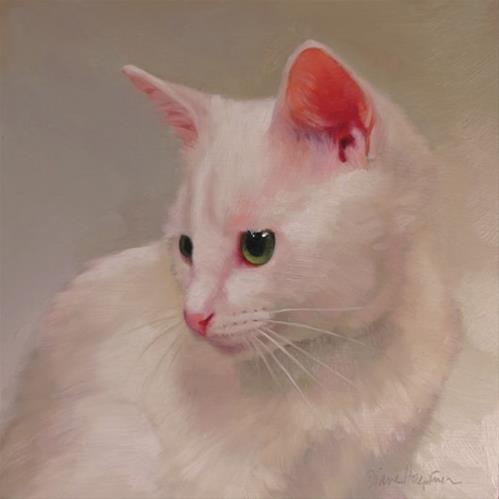 "White Kitten, a cat painting" original fine art by Diane Hoeptner "White Kitten, a cat painting" original fine art by Diane Hoeptner
