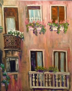"Balcony Challenge" original fine art by Maggie Flatley "Balcony Challenge" original fine art by Maggie Flatley