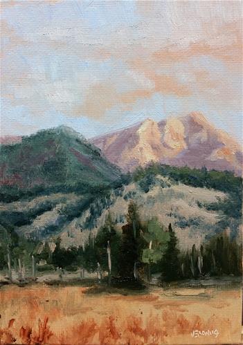 "Sunrise on the mountains 1-study" original fine art by Veronica Brown "Sunrise on the mountains 1-study" original fine art by Veronica Brown