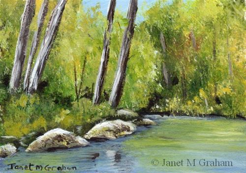 "River through the Forest ACEO" original fine art by Janet Graham "River through the Forest ACEO" original fine art by Janet Graham