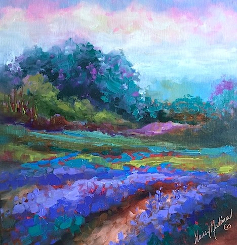 "Painting in Provence - Cotton Candy Skies and Lavender - Nancy Medina Art" original fine art by Nancy Medina "Painting in Provence - Cotton Candy Skies and Lavender - Nancy Medina Art" original fine art by Nancy Medina