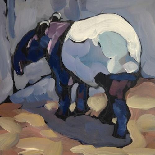 "Tapir Touching the Wall" original fine art by Kat Corrigan "Tapir Touching the Wall" original fine art by Kat Corrigan