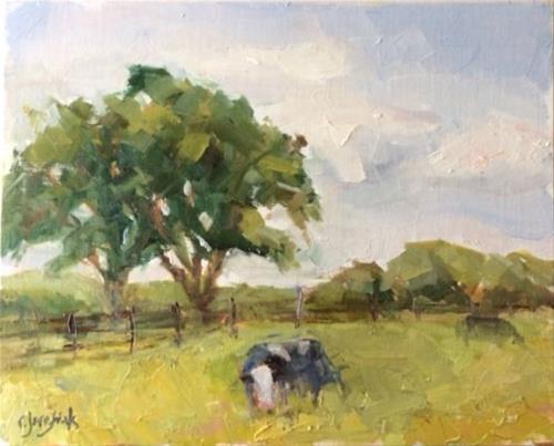 "Hard to Get a Cow to Pose" original fine art by Carol Josefiak "Hard to Get a Cow to Pose" original fine art by Carol Josefiak