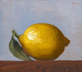 "Lemon with Leaf (+ seven red tailed hawks)" original fine art by Abbey Ryan "Lemon with Leaf (+ seven red tailed hawks)" original fine art by Abbey Ryan