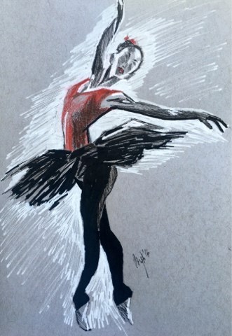 "Red Ballerina" original fine art by Piya Samant "Red Ballerina" original fine art by Piya Samant
