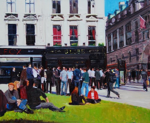 "Lunch Time, The Fox & The Globe" original fine art by Adebanji Alade "Lunch Time, The Fox & The Globe" original fine art by Adebanji Alade