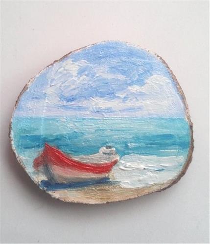 "Mini Oil Painting Boat on Beach" original fine art by Camille Morgan "Mini Oil Painting Boat on Beach" original fine art by Camille Morgan