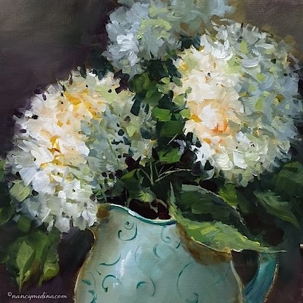 "H2O Hydrangeas - Nancy Medina Art Classes and Workshops" original fine art by Nancy Medina "H2O Hydrangeas - Nancy Medina Art Classes and Workshops" original fine art by Nancy Medina