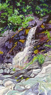 "Waterfall near Reid Inlet" original fine art by Carole Baker "Waterfall near Reid Inlet" original fine art by Carole Baker